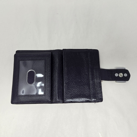 Vintage Italian Fiocchi Women Wallet Deep Purple Leather Fit In Hand Snap Close - Picture 7 of 10